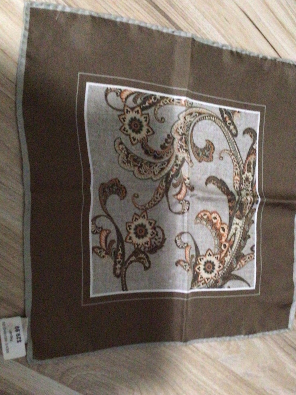 Decorative Brown and Cream Paisley pocket square